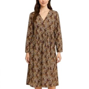 Frank & Oak Dark Floral Dress size Small Long Sleeve Whimsigoth Cottagecore Midi